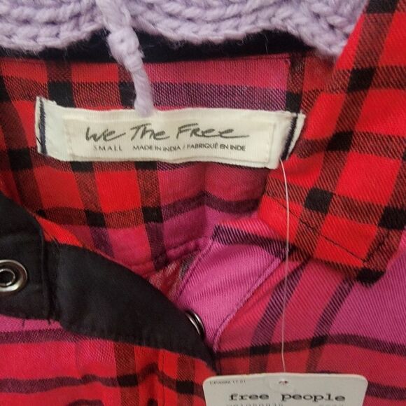 Free People Pacific Dawn Plaid Top. Size S. NWT. - Picture 7 of 10